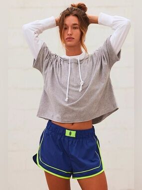 Free People FP Movement Varsity Blues Short Sapphire Skies Combo